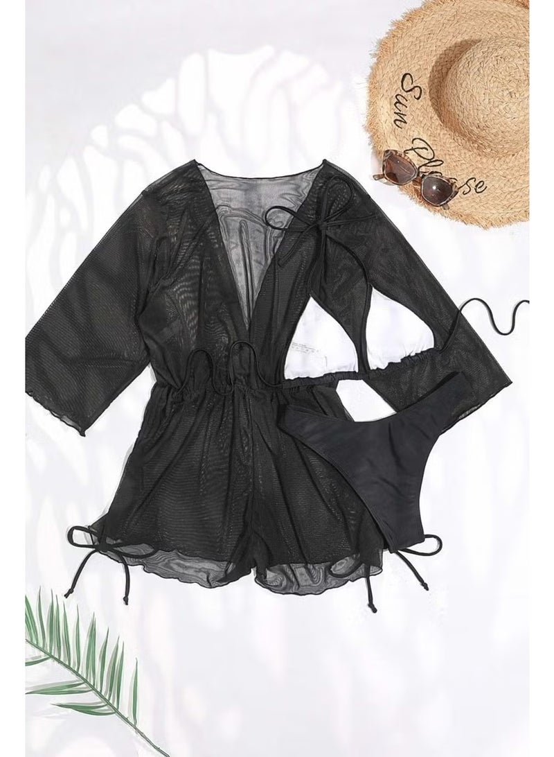 Angelsin Chiffon Pareo Beach Dress Cover Up Kimono - Image 4